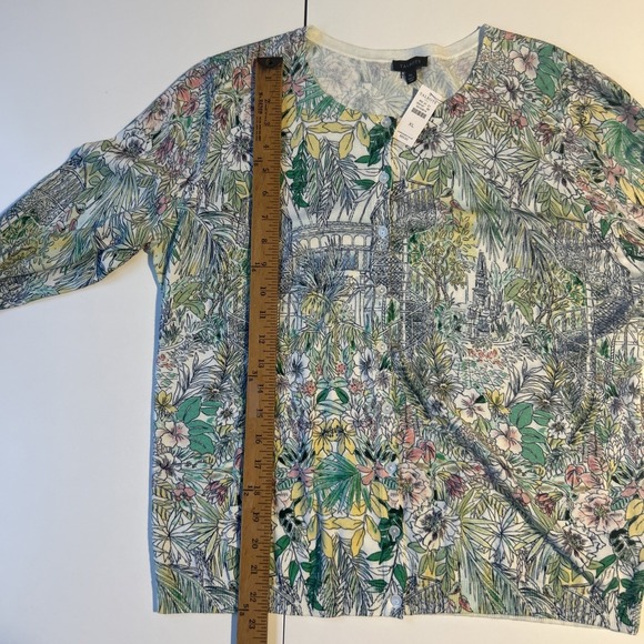 Talbots NWT Cardigan Botanical Garden Floral White Buttons Soft Feminine XL - Picture 7 of 8